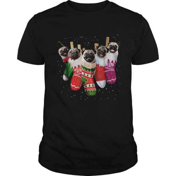 Pug Christmas Socks Funnys Xmas Vintage Cute Gift TShirt