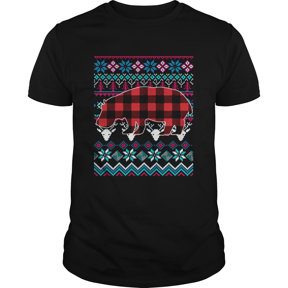 Red Plaid Hippo Ugly Christmas Shirt Red Plaid Hippo Ugly Christmas Shirt