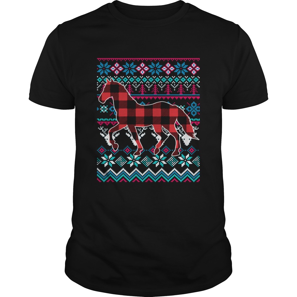Red Plaid Horse Ugly Christmas Shirt Red Plaid Horse Ugly Christmas Shirt
