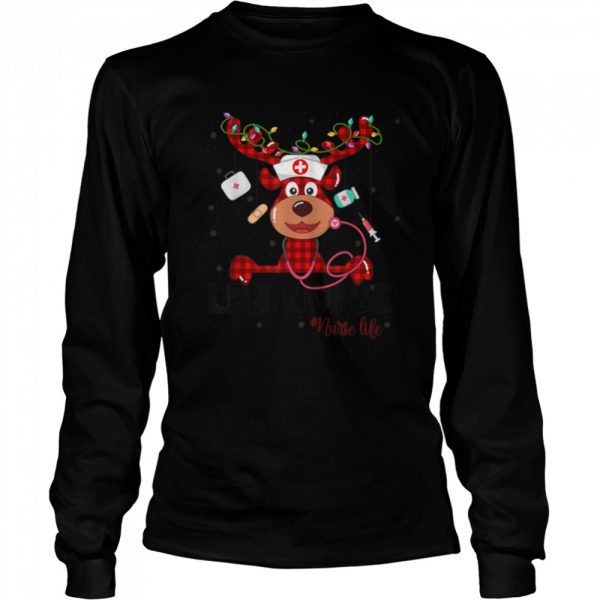 Red Plaid LPN Nurse Life Reindeer Nurse Christmas T-Shirt