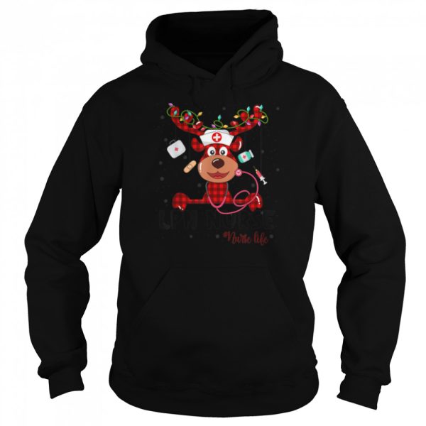 Red Plaid LPN Nurse Life Reindeer Nurse Christmas T-Shirt