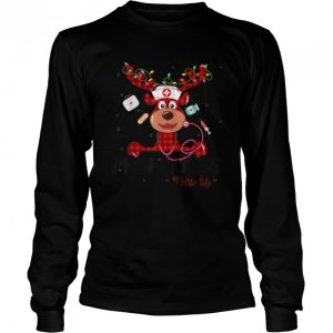 Red Plaid PICU Nurse Life Reindeer Nurse Christmas T Shirt B0BKLF7G45 3
