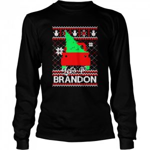 Red Truck Let's Go Brandon Ugly Christmas Tree Sweater T Shirt 3