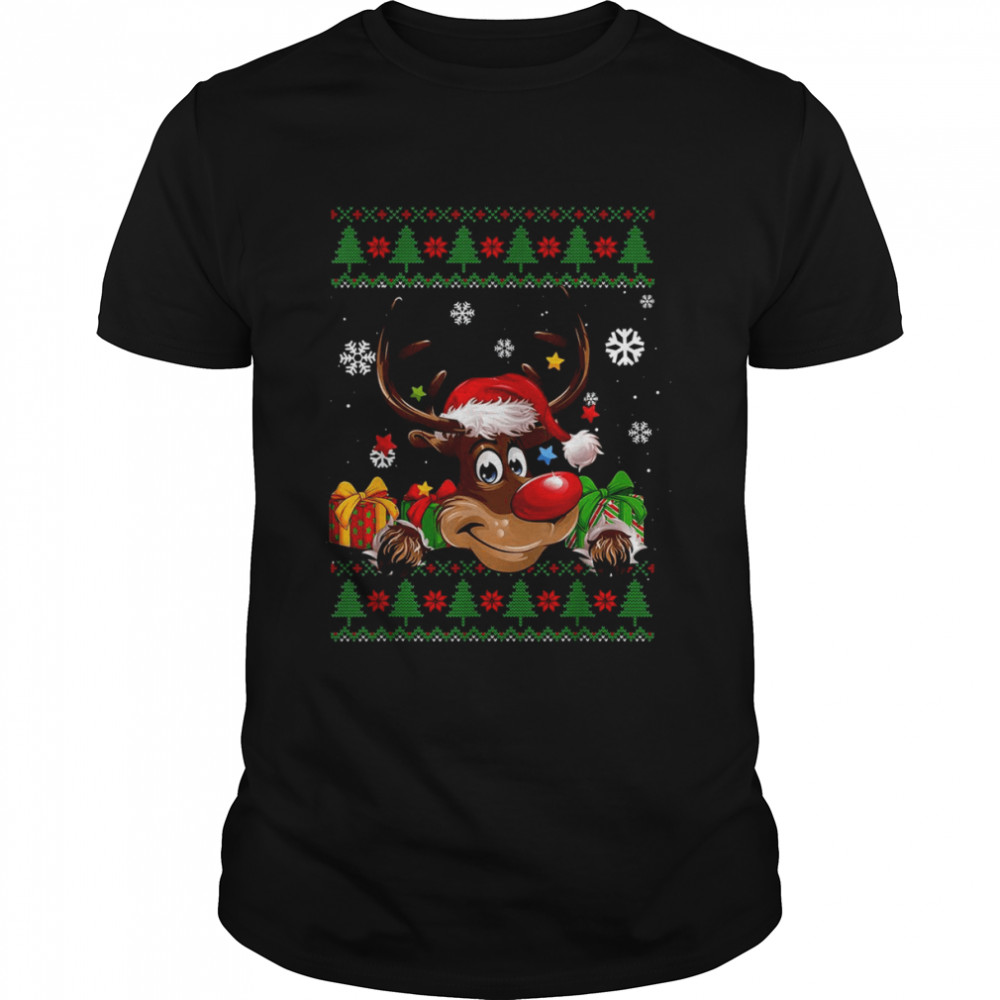 Reindeer Lovers Santa Hat Ugly Christmas T-Shirt Reindeer Lovers Santa Hat Ugly Christmas T-Shirt