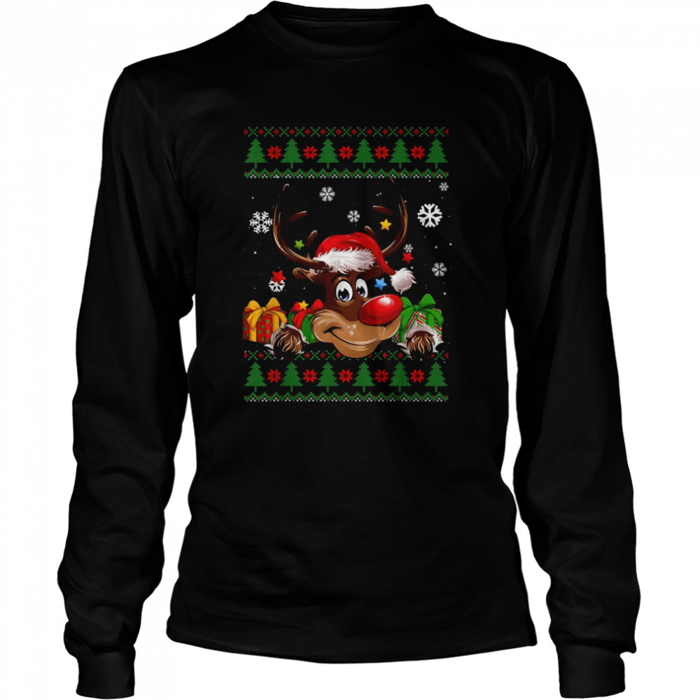 Reindeer Lovers Santa Hat Ugly Christmas T-Shirt Reindeer Lovers Santa Hat Ugly Christmas T-Shirt