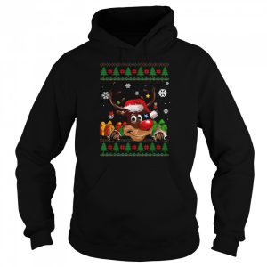 Reindeer Lovers Santa Hat Ugly Christmas T Shirt 5