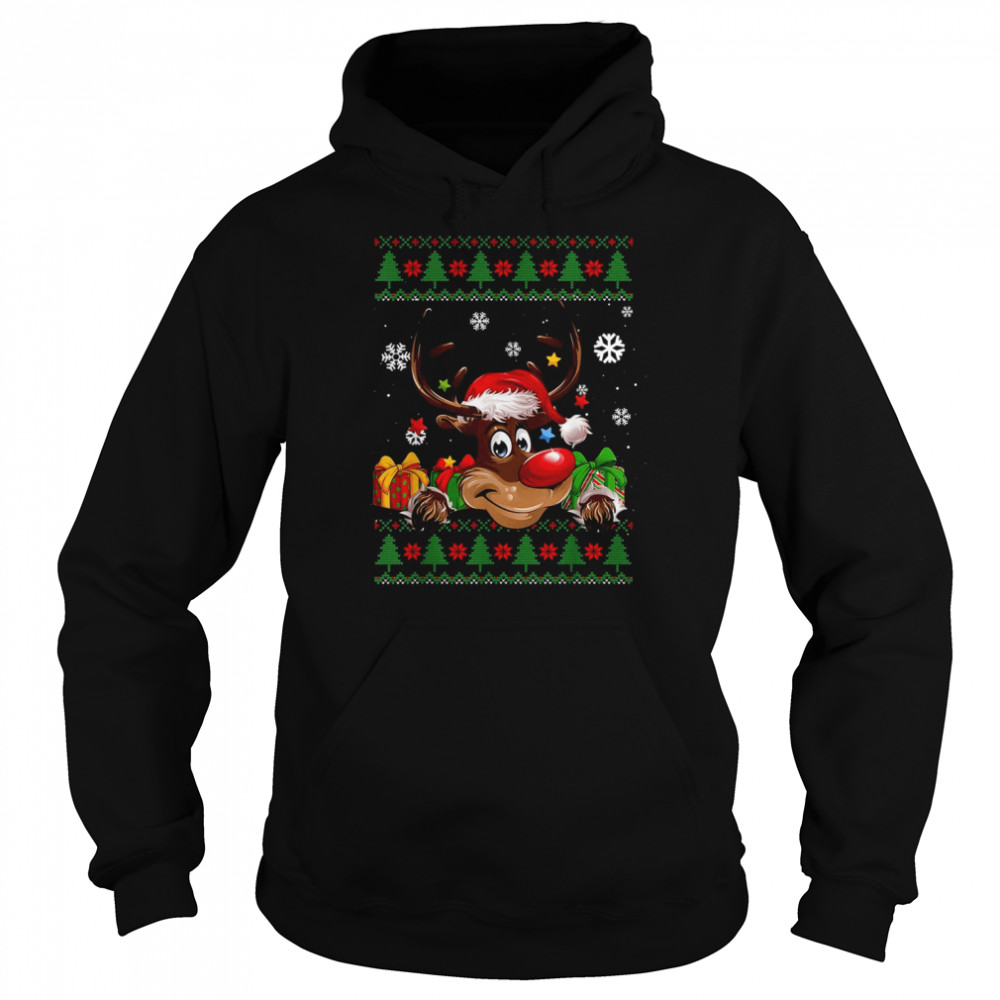 Reindeer Lovers Santa Hat Ugly Christmas T-Shirt Reindeer Lovers Santa Hat Ugly Christmas T-Shirt
