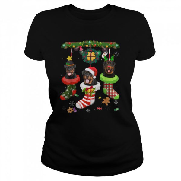 Rottweiler Dog Tree Christmas Lights Rottweiler Ugly Sweater T-Shirt