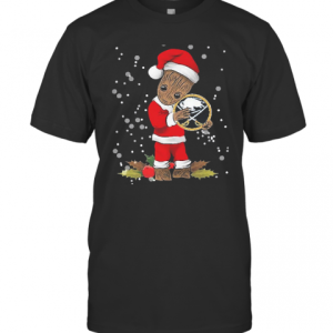 Santa Baby Groot Hug Buffalo Sabres Christmas T-Shirt