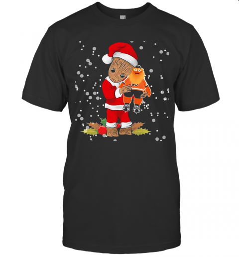 Santa Baby Groot Hug Philadelphia Flyers Christmas T-Shirt Santa Baby Groot Hug Philadelphia Flyers Christmas T-Shirt