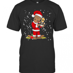Santa Baby Groot Hug Pittsburgh Penguins Christmas T-Shirt