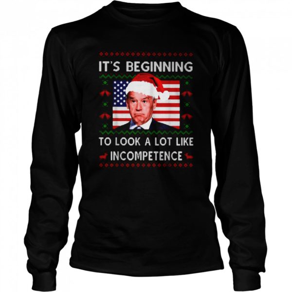 Santa Biden American flag it’s beginning to look a lot like incompetence Ugly Christmas shirt