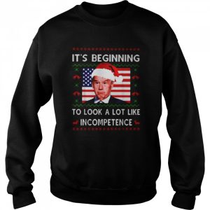 Santa Biden American flag it's beginning to look a lot like incompetence Ugly Christmas shirt 4