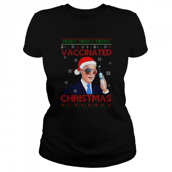Santa Biden merry merry merry vaccinated ugly Christmas shirt