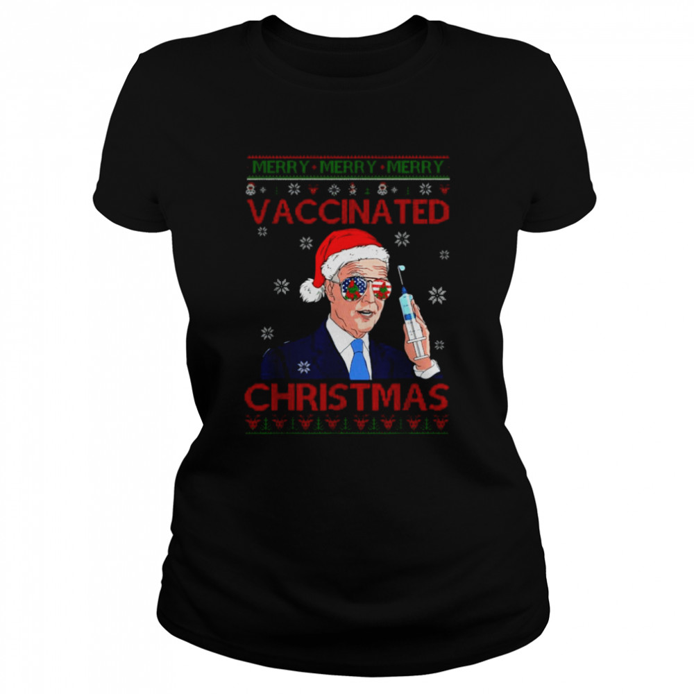 Santa Biden merry merry merry vaccinated ugly Christmas shirt Santa Biden merry merry merry vaccinated ugly Christmas shirt
