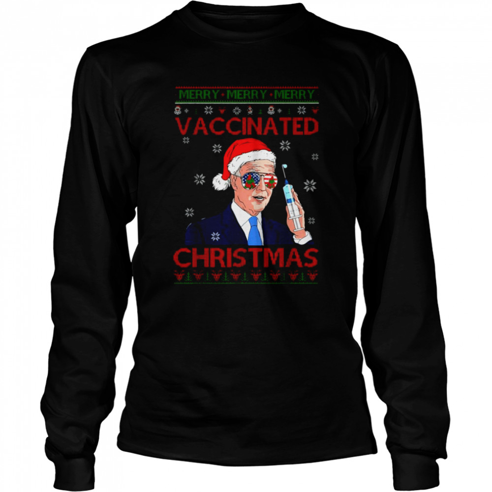 Santa Biden merry merry merry vaccinated ugly Christmas shirt Santa Biden merry merry merry vaccinated ugly Christmas shirt