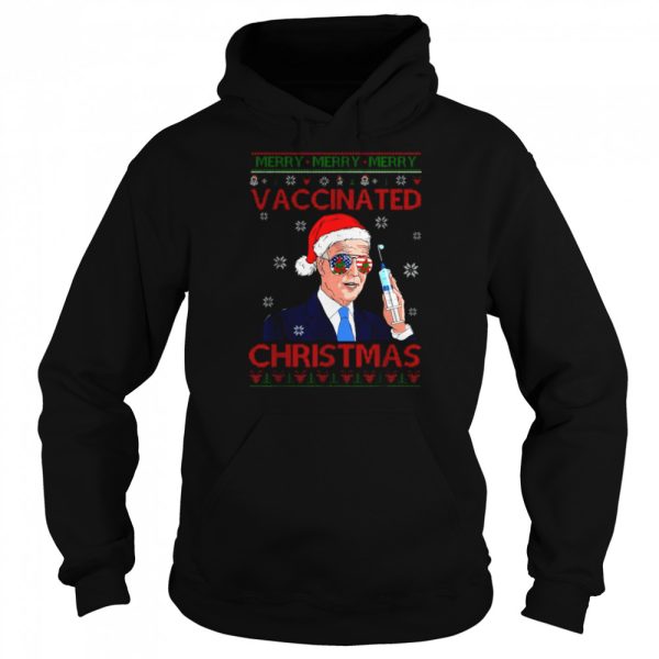 Santa Biden merry merry merry vaccinated ugly Christmas shirt