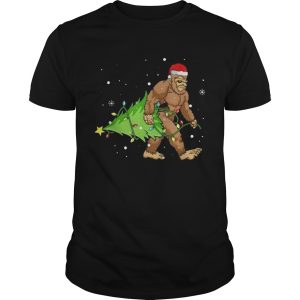 Santa Bigfoot Merry Christmas Tree shirt