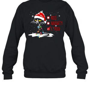 Santa Black Cat nice Naughty I tried Christmas Sweatshirt 4