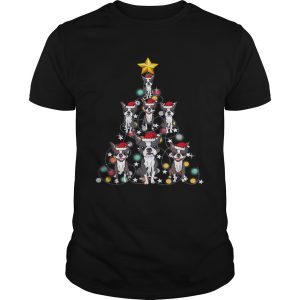 Santa Boston Terrier Christmas Tree Light shirt