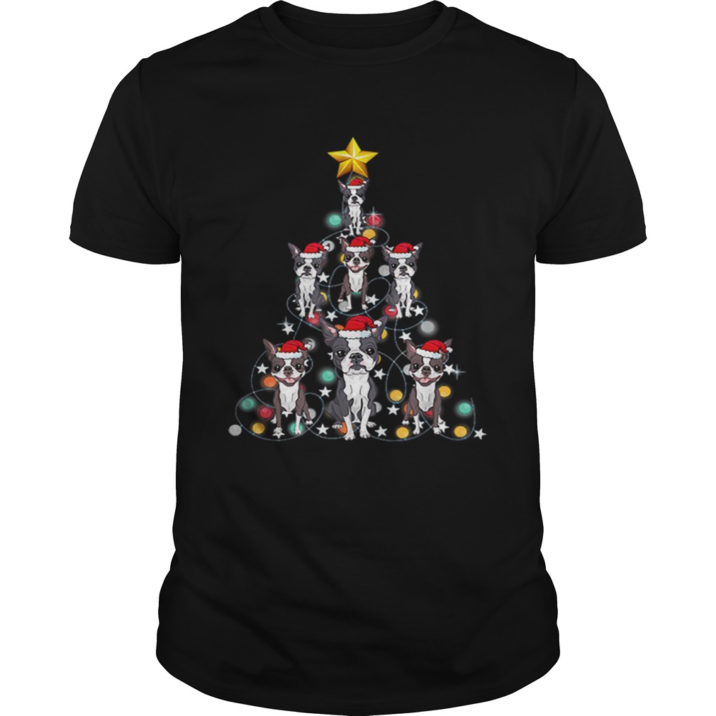 Santa Boston Terrier Christmas Tree Light shirt Santa Boston Terrier Christmas Tree Light shirt
