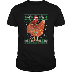 Santa Chicken Ugly Christmas Light shirt