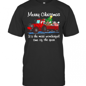 Santa Claus And Animal Merry Christmas Its The Most Wonderful Time Of The Year T-Shirt
