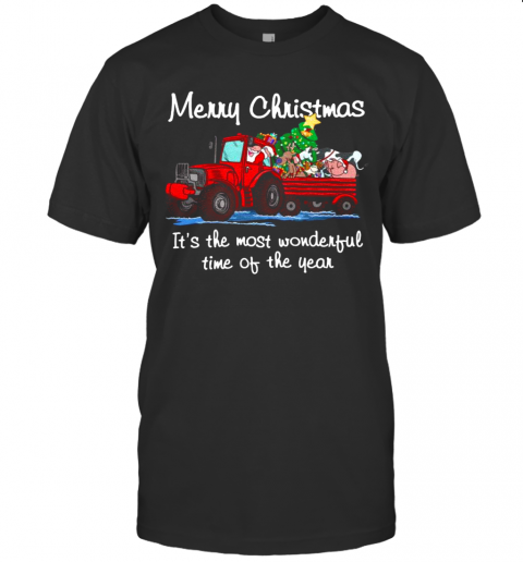 Santa Claus And Animal Merry Christmas Its The Most Wonderful Time Of The Year T-Shirt Santa Claus And Animal Merry Christmas Its The Most Wonderful Time Of The Year T-Shirt