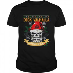 Santa Claus Deck Valhalla With Skulls Of Glory Ugly Merry Christmas shirt