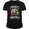 Santa Claus Elf Reindeer Snowman face mask Vaccine Merry Christmas Shirt