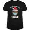 Santa Claus Hat With Face Mask And American Football Merry Christmas shirt