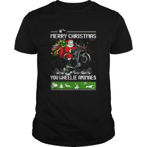 Santa Claus Motorcycle Merry Christmas You Wheelie Animals shirt