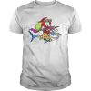 Santa Claus Riding A Unicorn And A Shark Christmas Gift shirt