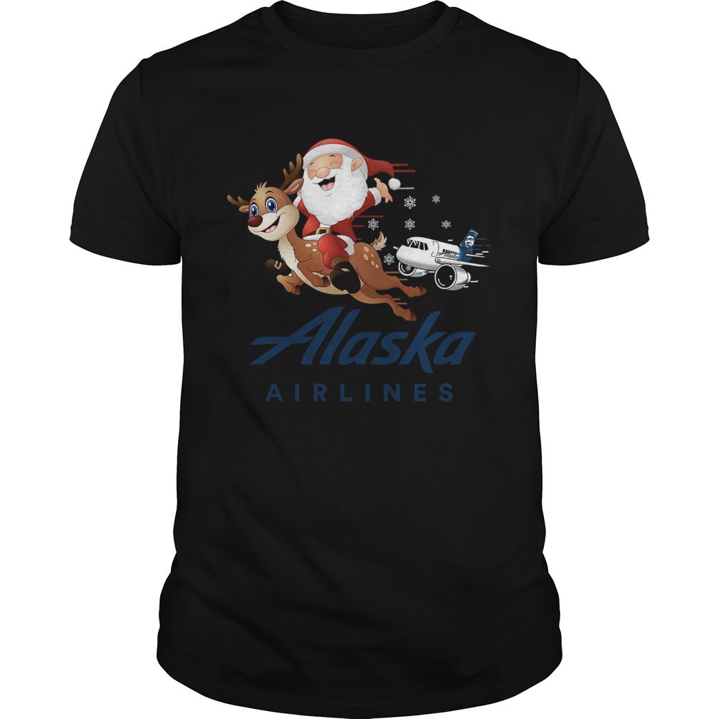 Santa Claus riding reindeer Alaska Airlines shirt Santa Claus riding reindeer Alaska Airlines shirt