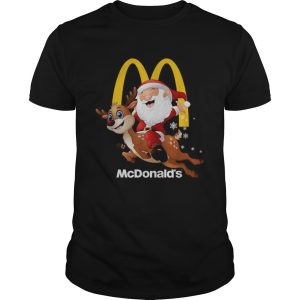 Santa Claus riding reindeer McDonalds shirt