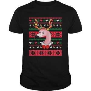 Santa Flamingo Reindeer ugly christmas shirt