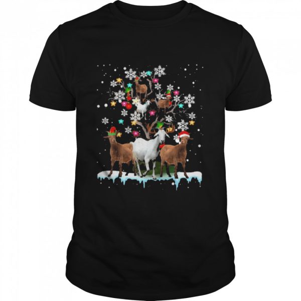 Santa Goat on tree Christmas shirt