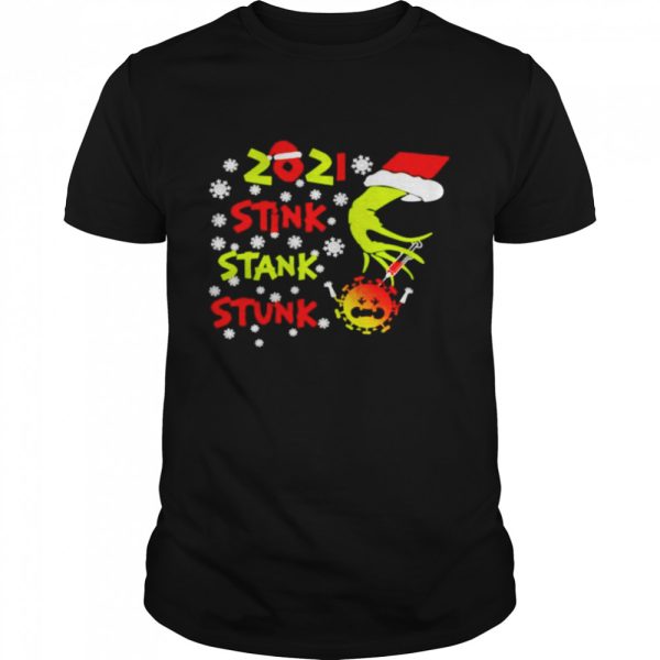 Santa Grinch Hand 2021 Stink Stank Stunk Coronavirus Christmas shirt