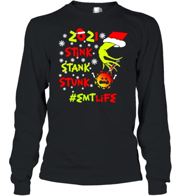 Santa Grinch Hand 2021 Stink Stank Stunk EMT Life Coronavirus Christmas Sweater T-shirt