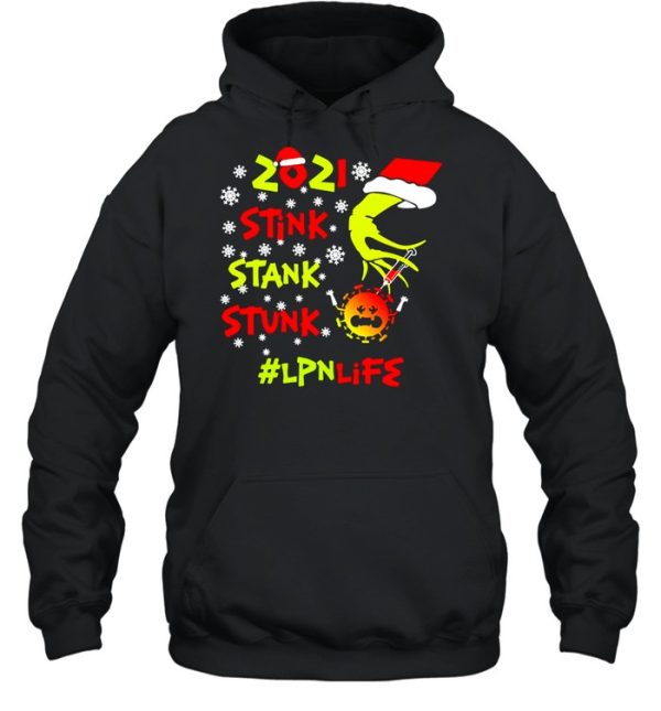Santa Grinch Hand 2021 Stink Stank Stunk LPN Life Coronavirus Christmas Sweater T-shirt