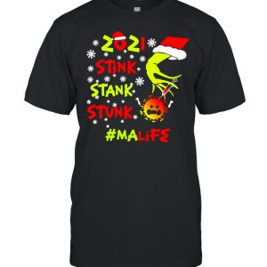 Santa Grinch Hand 2021 Stink Stank Stunk MA Life Coronavirus Christmas Sweater Shirt