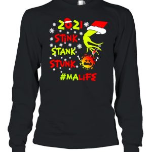 Santa Grinch Hand 2021 Stink Stank Stunk MA Life Coronavirus Christmas Sweater Shirt 3
