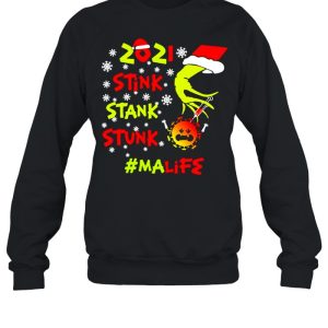 Santa Grinch Hand 2021 Stink Stank Stunk MA Life Coronavirus Christmas Sweater Shirt 4