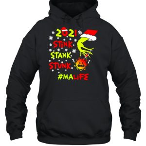 Santa Grinch Hand 2021 Stink Stank Stunk MA Life Coronavirus Christmas Sweater Shirt 5