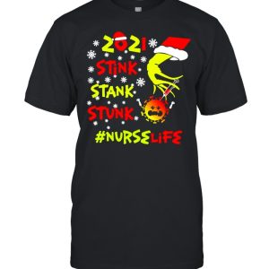 Santa Grinch Hand 2021 Stink Stank Stunk Nurse Life Coronavirus Christmas Sweater T-shirt