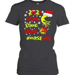 Santa Grinch Hand 2021 Stink Stank Stunk Nurse Life Coronavirus Christmas Sweater T-shirt