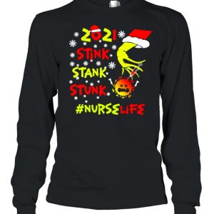 Santa Grinch Hand 2021 Stink Stank Stunk Nurse Life Coronavirus Christmas Sweater T shirt 3