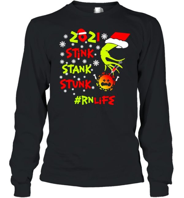 Santa Grinch Hand 2021 Stink Stank Stunk RN Life Coronavirus Christmas Sweater T-shirt