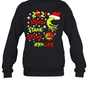 Santa Grinch Hand 2021 Stink Stank Stunk RN Life Coronavirus Christmas Sweater T shirt 4