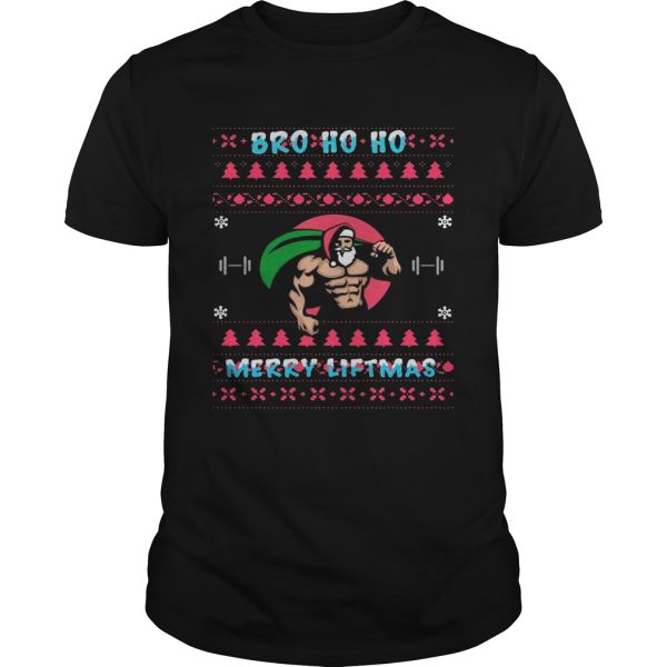 Santa Gym Bro Ho Ho Merry Liftmas Ugly Merry Christmas shirt